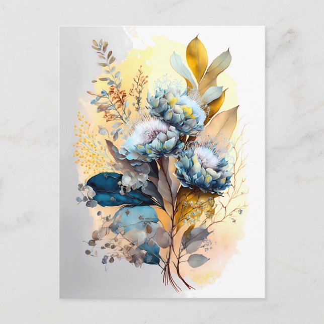 Blue Flower Bouquet Postcard (Front)