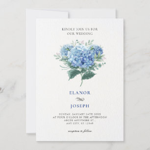 Blue flower bouquet wedding invitation