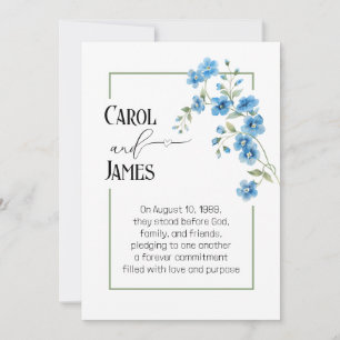 Blue Flower Bouquet Wedding Vow Renewal  Invitation