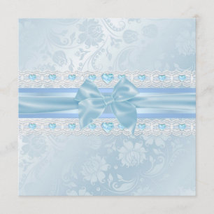 Blue Flower & Bow Sweet 16 Invite