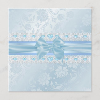 Blue Flower & Bow Sweet 16 Invite