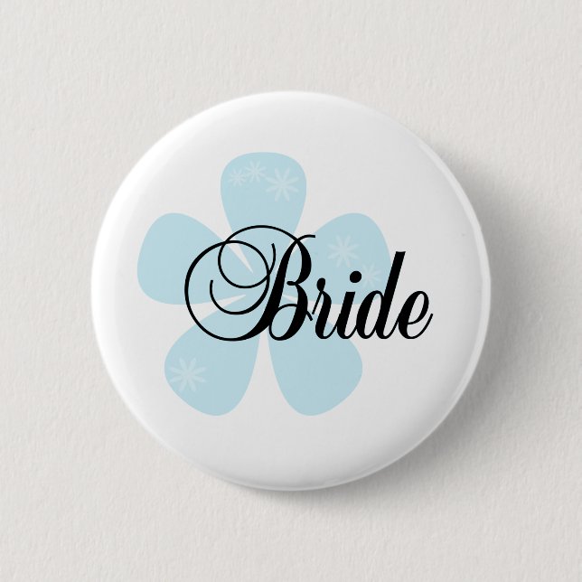 Blue Flower Bride 6 Cm Round Badge (Front)