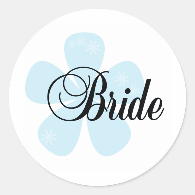 Blue Flower Bride Classic Round Sticker (Front)
