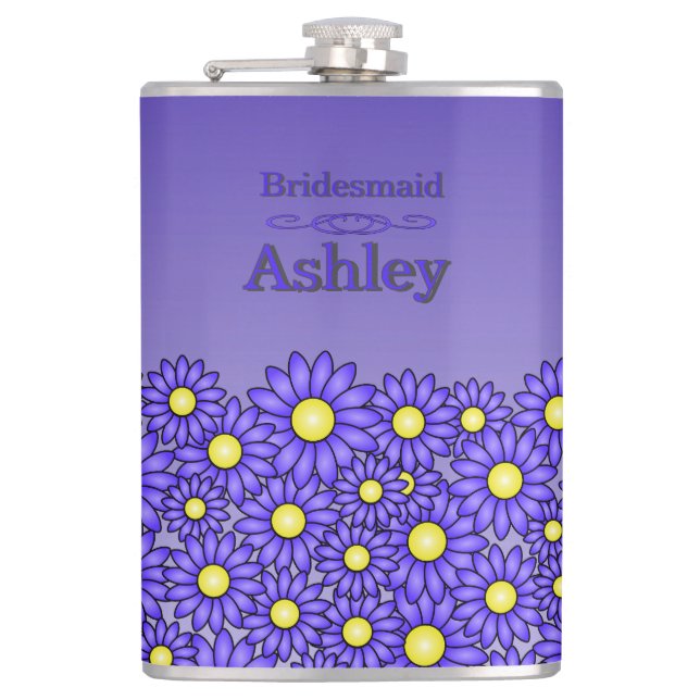 Blue Flower Bridesmaid Flask (Front)