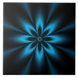 Blue Flower Burst Ceramic Tile