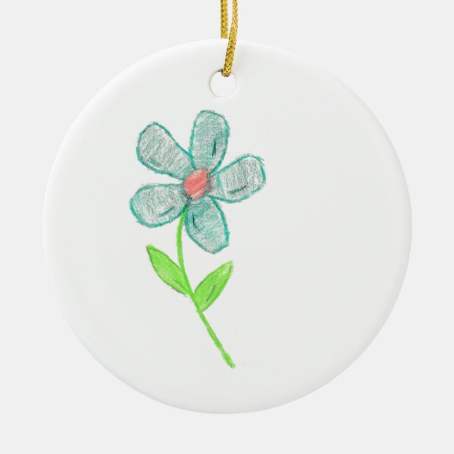 Blue Flower  Ceramic Ornament (Front)