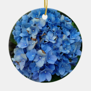 Blue flower ceramic ornament