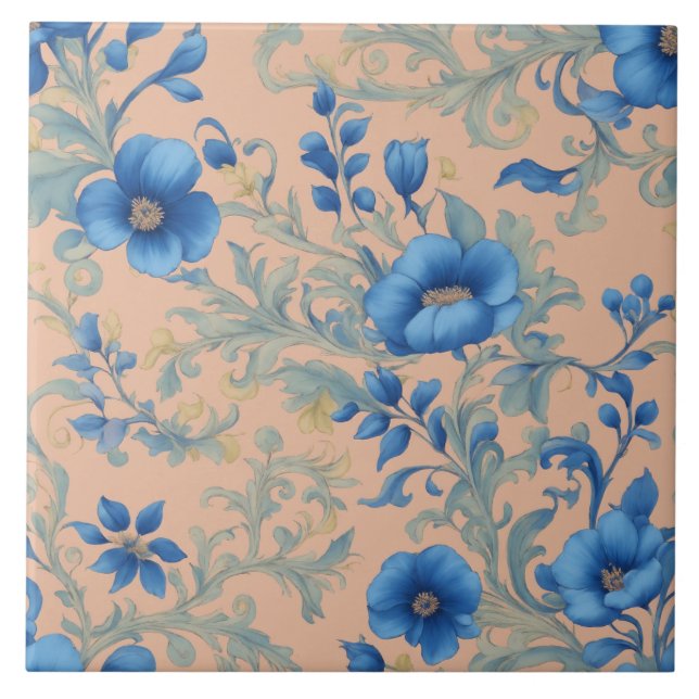 Blue Flower Ceramic Tile (Front)