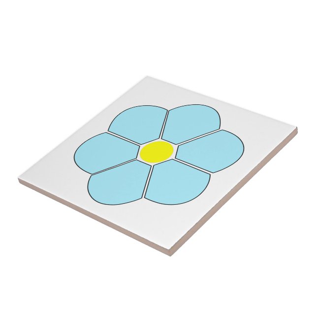 Blue Flower Design Ceramic Tile (Side)