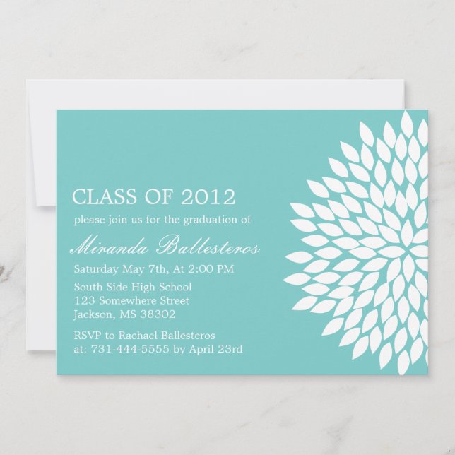 Blue Flower Design Graduation Announcements (Front)