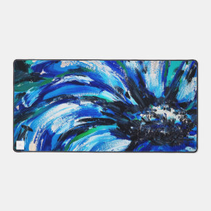 Blue flower desk mat