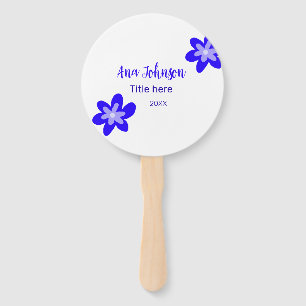 Blue flower doodle name title year 20XX profession Hand Fan