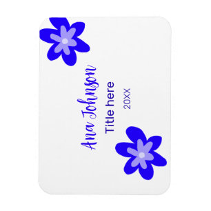 Blue flower doodle name title year 20XX profession Magnet