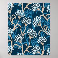 Blue Flower Drawing Pattern