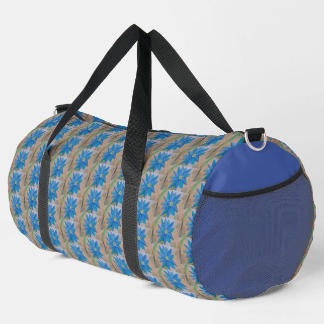 Blue Flower Duffle Bag (Right Corner)