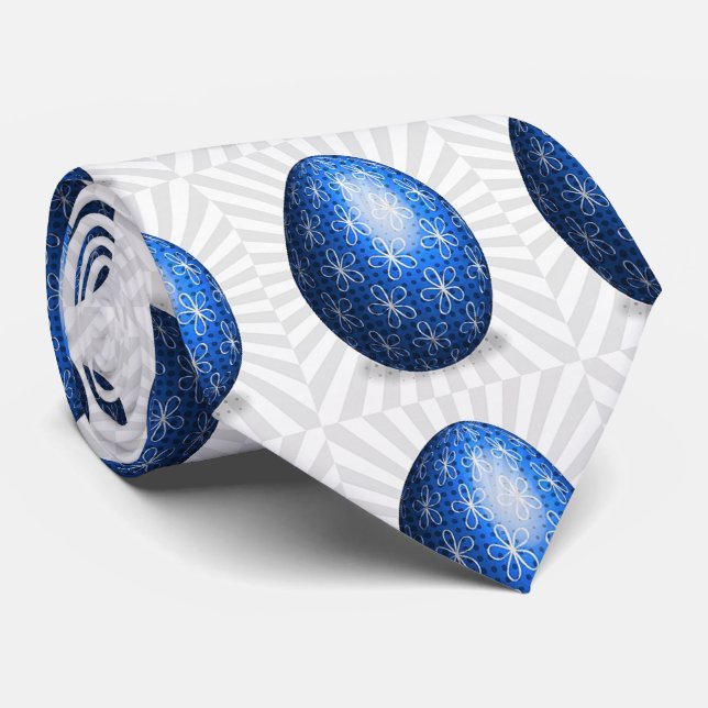 Blue Flower Easter Egg Tie (Rolled)