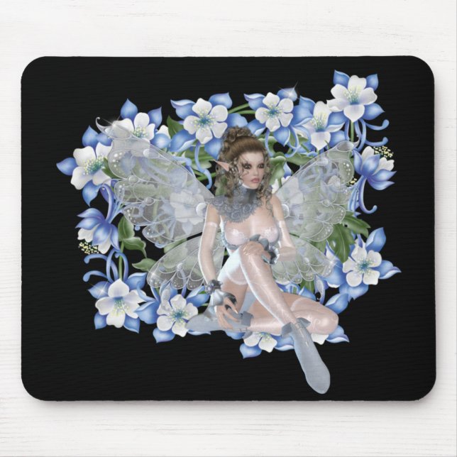 Blue Flower Fairy Design Mouse Pad (Front)