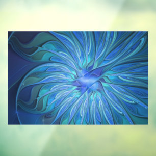 Blue Flower Fantasy Pattern, Abstract Fractal Art