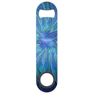 Blue Flower Fantasy Pattern, Abstract Fractal Art
