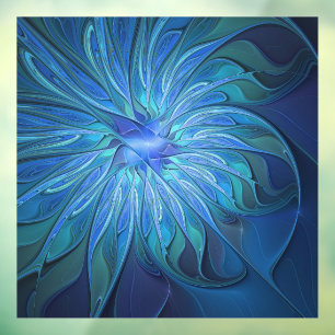 Blue Flower Fantasy Pattern, Abstract Fractal Art