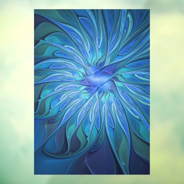 Blue Flower Fantasy Pattern, Abstract Fractal Art (Sheet 3)