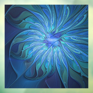 Blue Flower Fantasy Pattern, Abstract Fractal Art