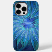 Blue Flower Fantasy Pattern, Abstract Fractal Art