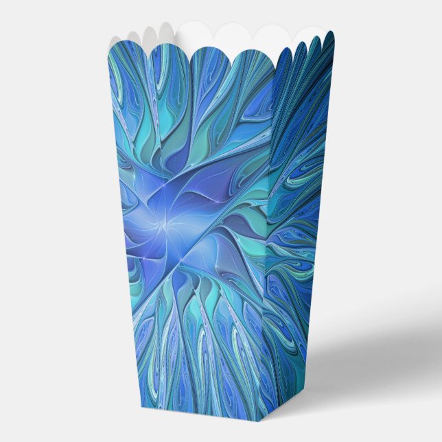 Blue Flower Fantasy Pattern, Abstract Fractal Art Favour Box (Front)