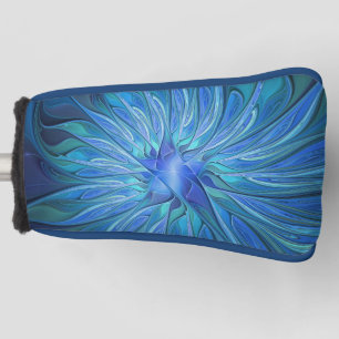 Blue Flower Fantasy Pattern, Abstract Fractal Art Golf Head Cover