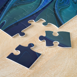 Blue Flower Fantasy Pattern, Abstract Fractal Art Jigsaw Puzzle