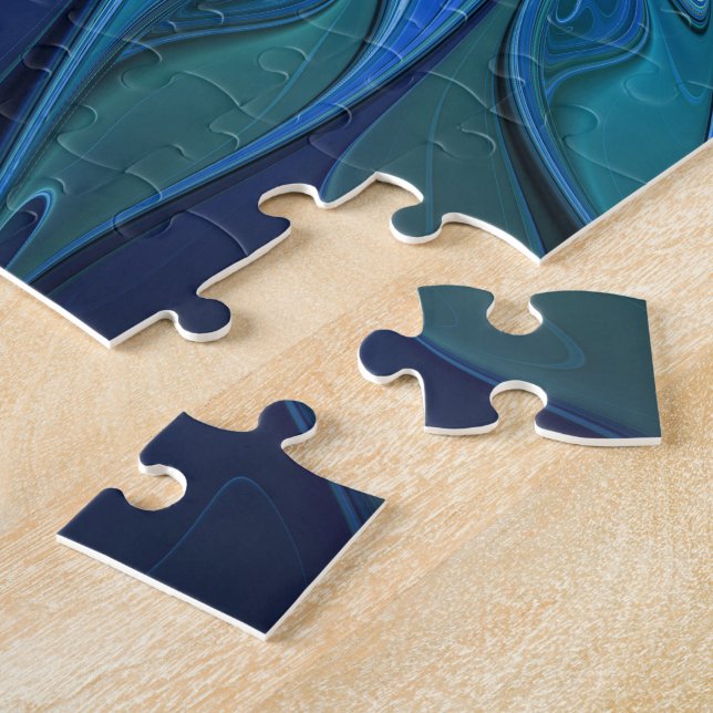 Blue Flower Fantasy Pattern, Abstract Fractal Art Jigsaw Puzzle (Side)