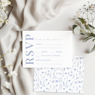 Blue Flower Gargen Wedding RSVP Response Card