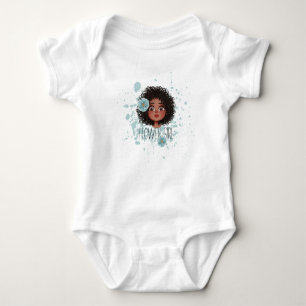 Blue flower girl, blue splash white t-shirt baby bodysuit