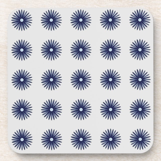 Blue Flower Graphic Pattern Coaster (Front)