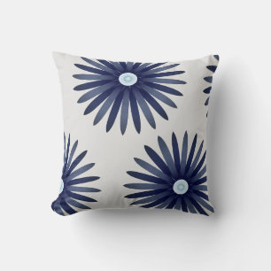 Blue Flower Graphic Pattern Cushion