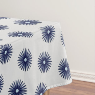 Blue Flower Graphic Pattern Tablecloth