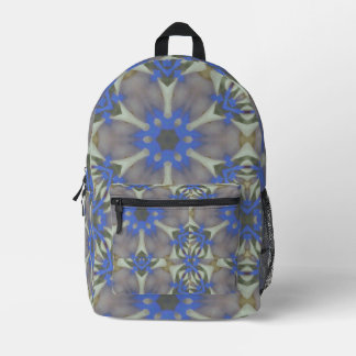 Blue Flower Grey Printed Backpack