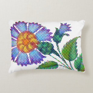 Blue Flower Halftone Fine Art Decorative Cushion