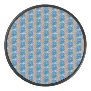 Blue Flower Hockey Puck