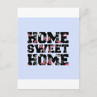 blue flower home sweet home design postcard
