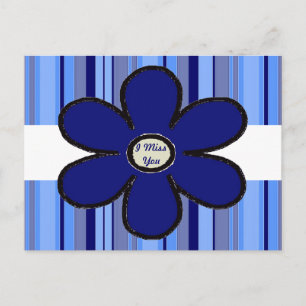 Blue Flower I Miss You Postcard