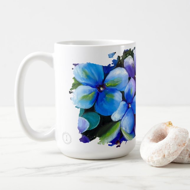 Blue flower Let your dream blossom mug (With Donut)