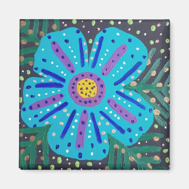 Blue Flower  Magnet (Front)