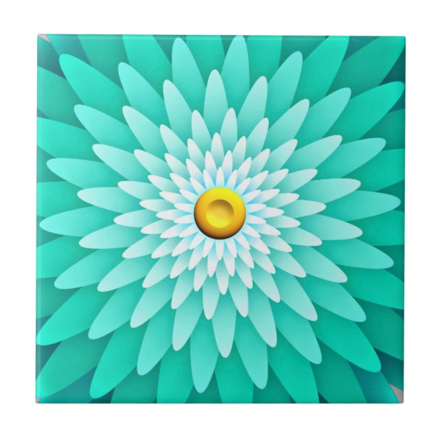Blue Flower Mandala-68566 Ceramic Tile (Front)