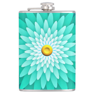 Blue Flower Mandala-68566 Hip Flask