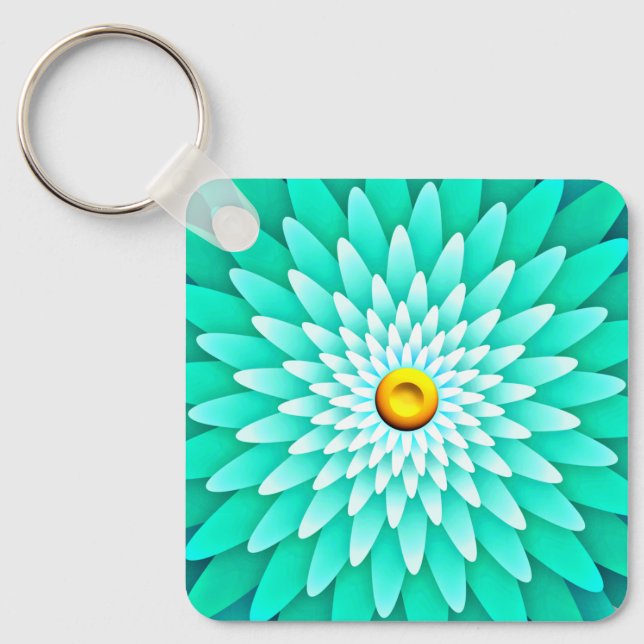 Blue Flower Mandala-68566 Key Ring (Front)