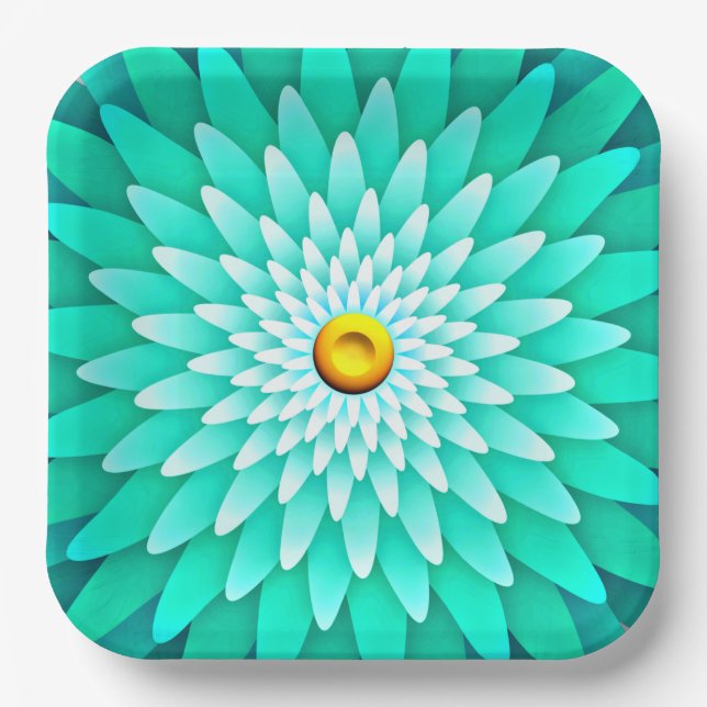 Blue Flower Mandala-68566 Paper Plate (Front)