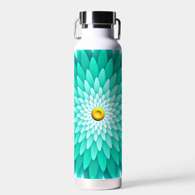 Blue Flower Mandala-68566 Water Bottle (Front)