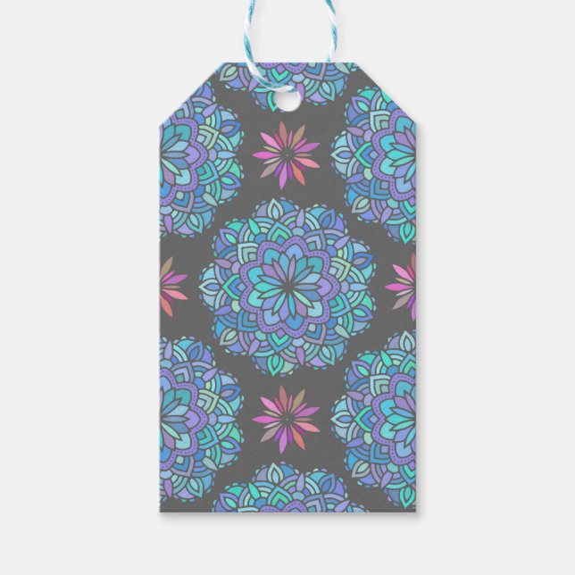 Blue Flower Mandala Gift Tags (Front)