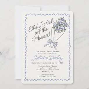 Blue Flower Market Floral Bridal Shower Invitation